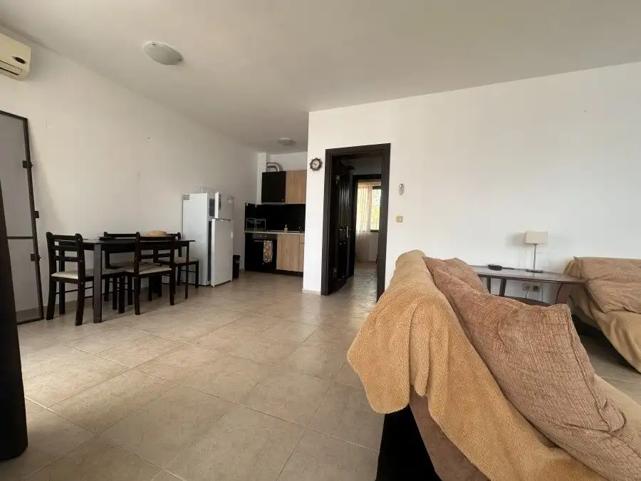 Bright 2-bedroom apartment with large veranda and direct pool access in Nessebar View complex.
