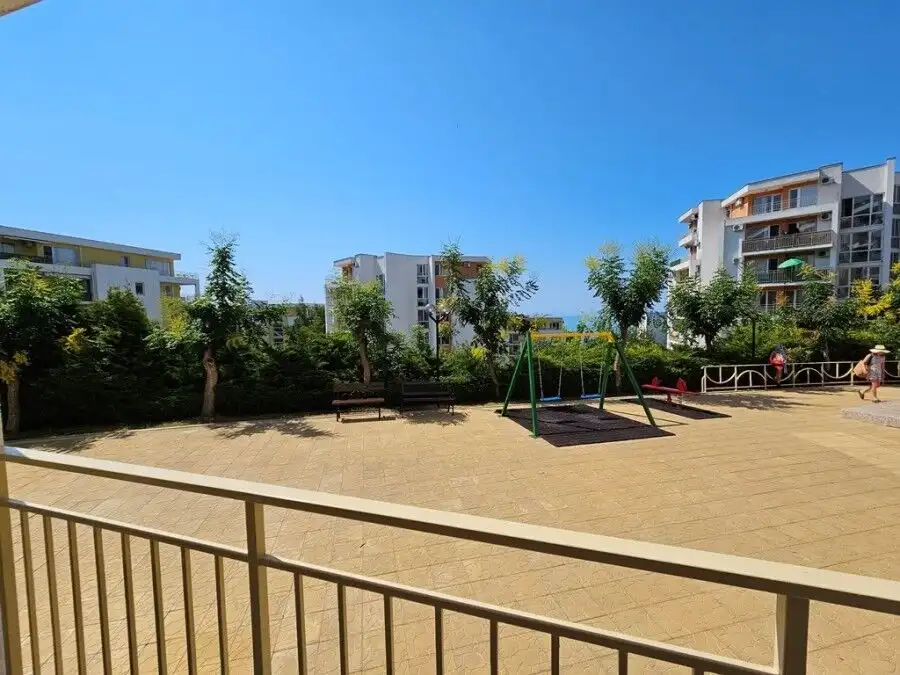View of a playground in a residential complex close to Sveti Vlas, Bulgaria.