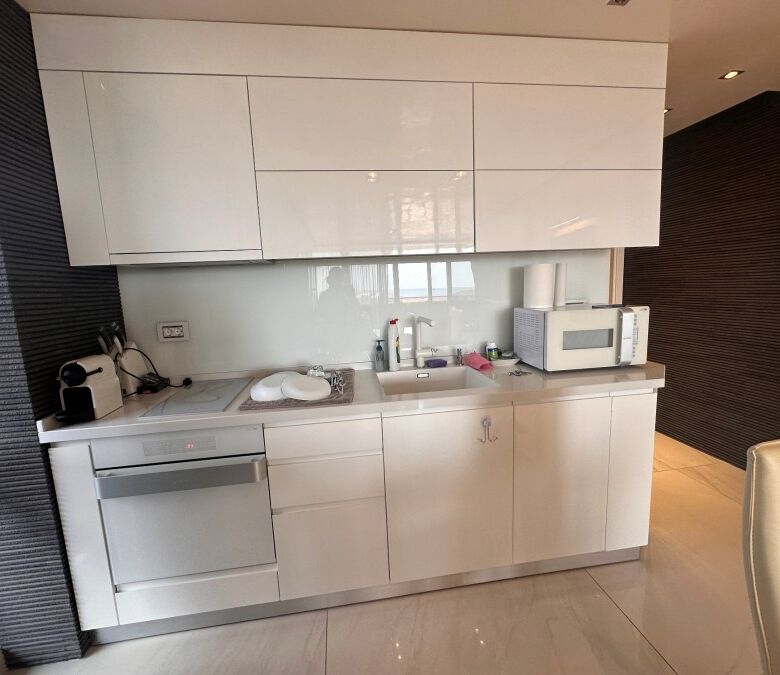 Modern kitchen in luxury penthouse with sea views and large terrace in Sveti Vlas.