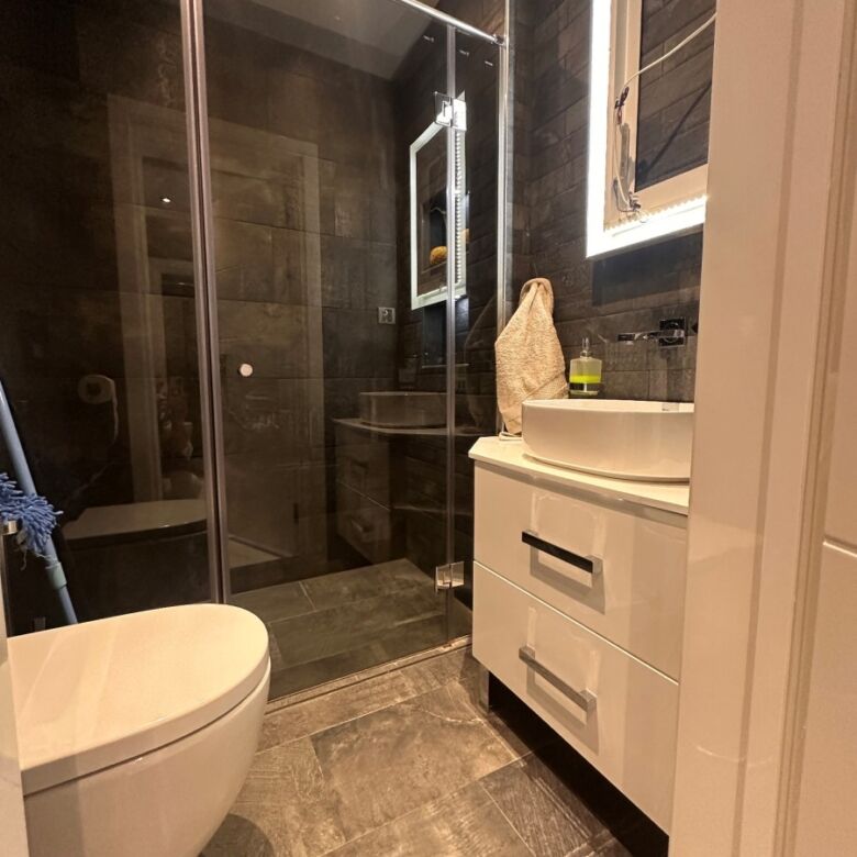 Bathroom of luxury penthouse with sea views and contemporary design.