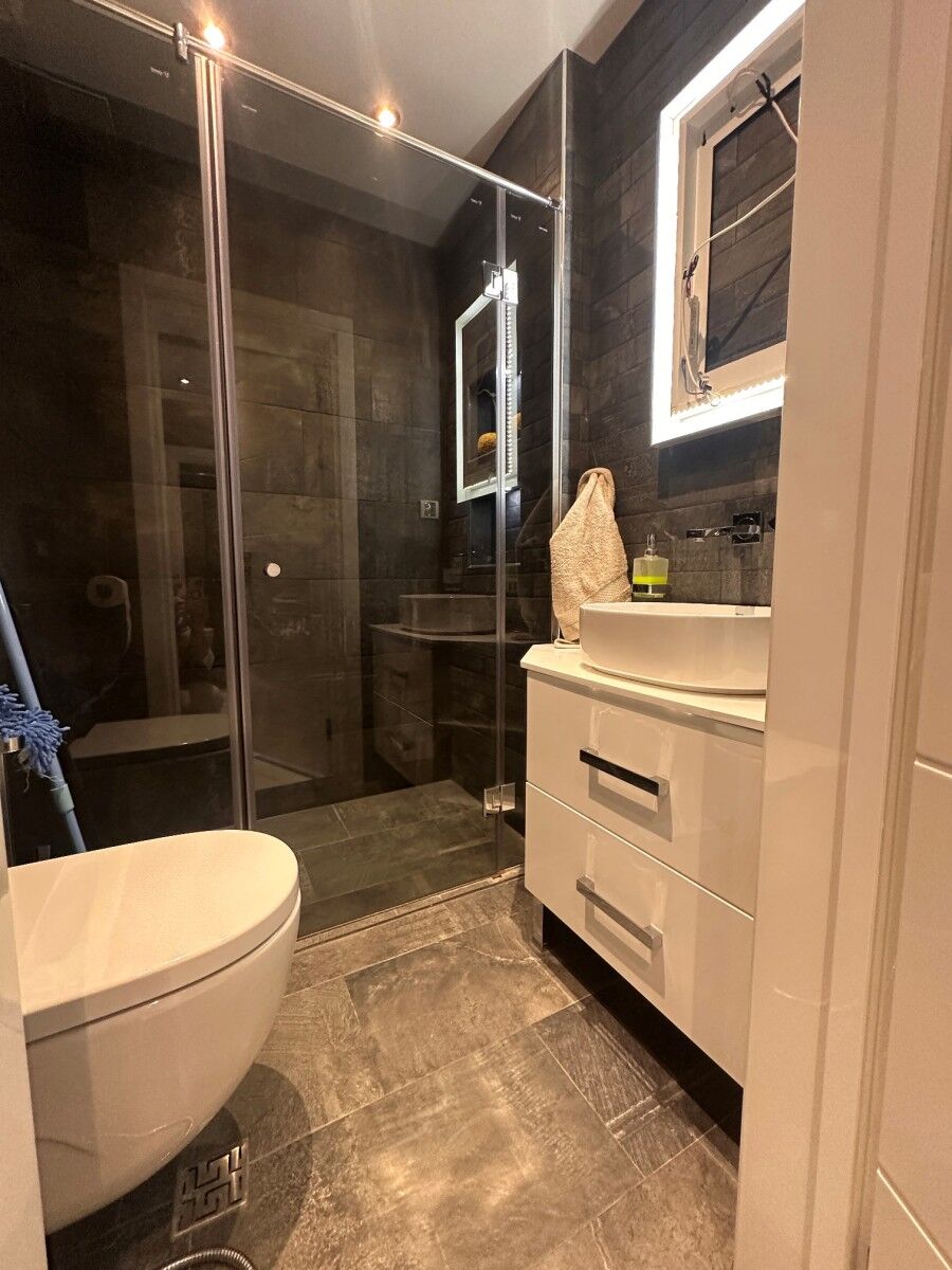 Bathroom of luxury penthouse with sea views and contemporary design.