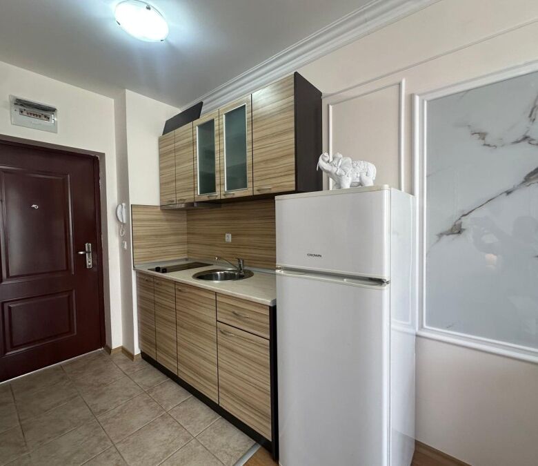 Compact studio with modern furnishings in Apollon apartments, Ravda, perfect for comfortable living.