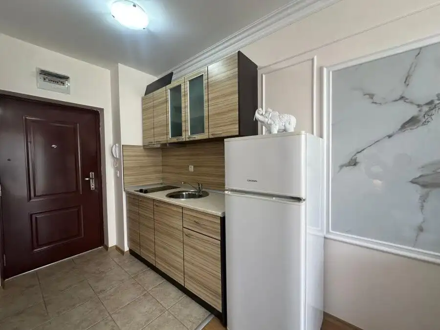Compact studio with modern furnishings in Apollon apartments, Ravda, perfect for comfortable living.