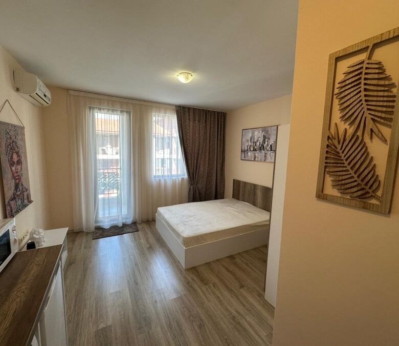 Comfortable studio with modern decor in Apollon apartments, Ravda, featuring a bright living space a.