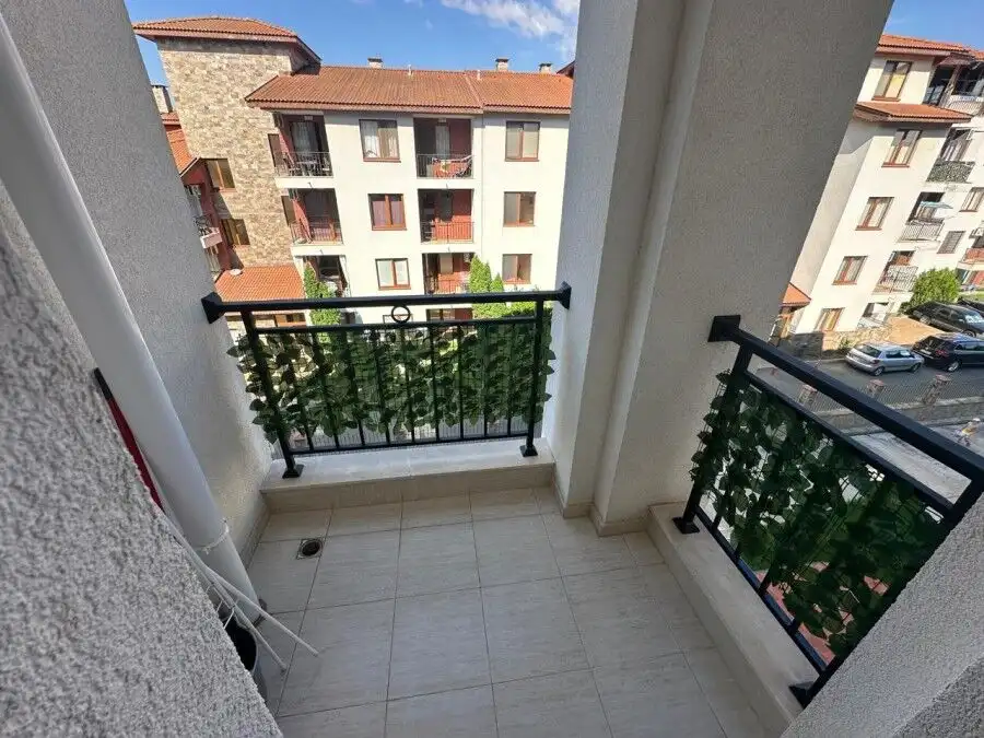 Balcony view of Apollon apartments in Ravda, Bulgaria.