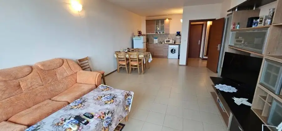 Interior view of a 1-bedroom sea view apartment in the Esperanto hotel near Sunny Beach and Nessebar.