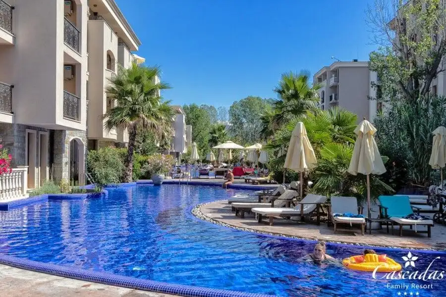 Pool view 2-bedroom apartment in Cascadas Family Resort, Sunny Beach, 72 sq.m.