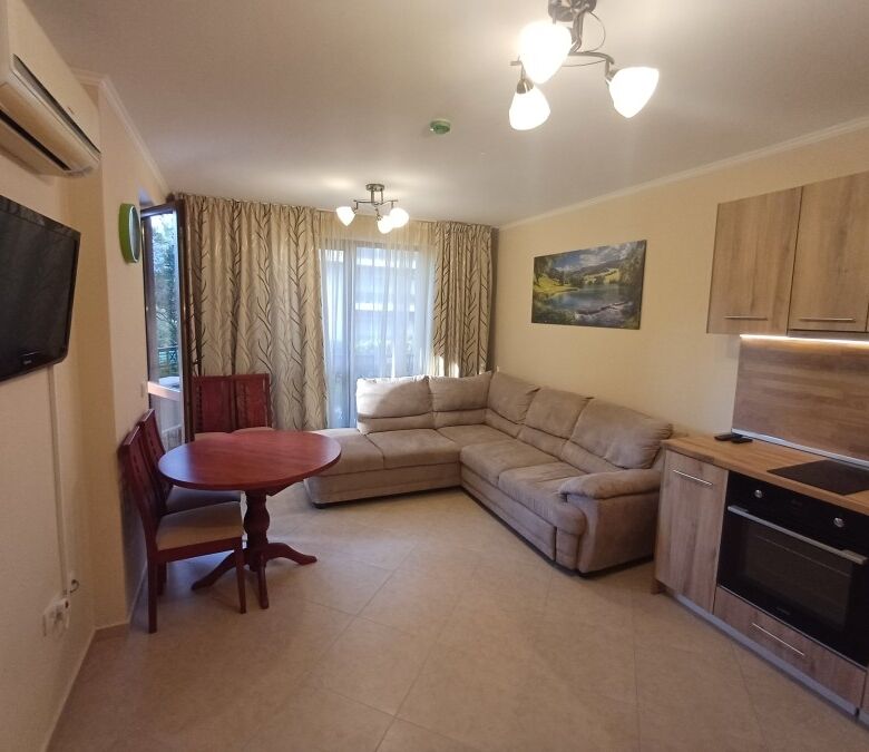 Spacious 2-bedroom apartment with pool view at Cascadas Family Resort, Sunny Beach.