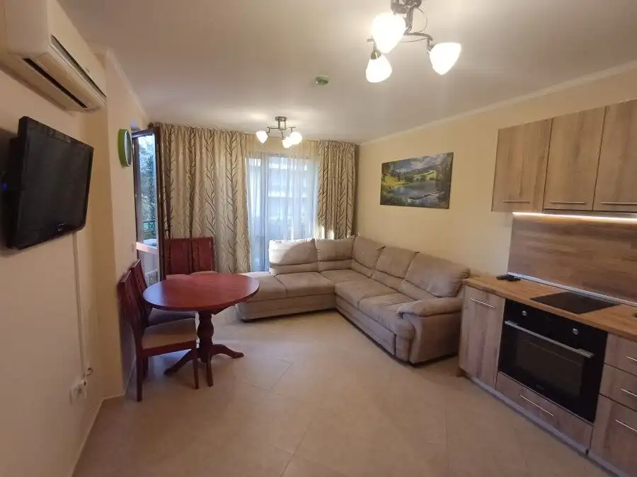 Spacious 2-bedroom apartment with pool view at Cascadas Family Resort, Sunny Beach.