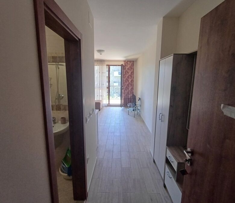 Interior view of a 36 sq.m. studio apartment with park views at Cascadas Family Resort.