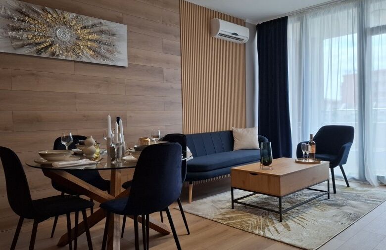 Contemporary living room with elegant furniture and natural light in Sunny Beach.