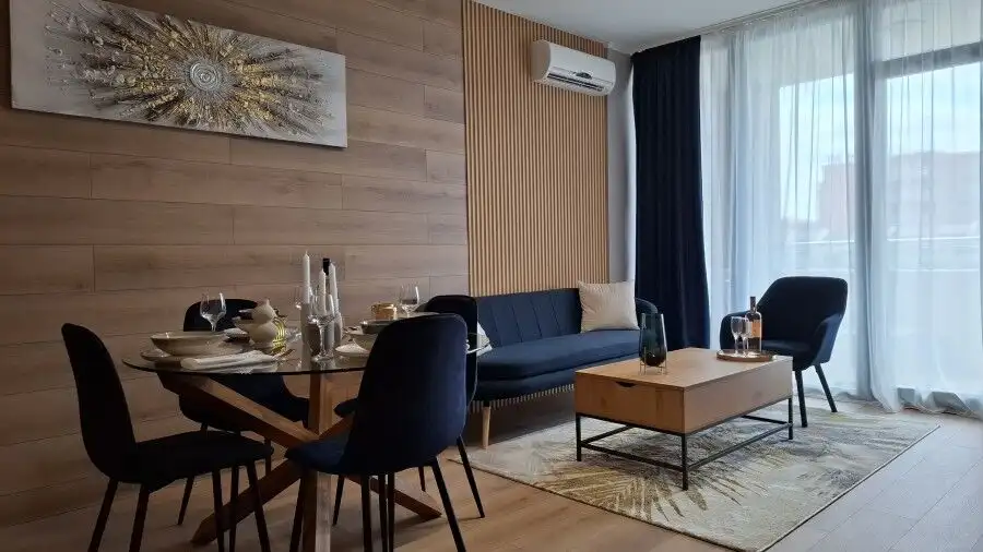 Contemporary living room with elegant furniture and natural light in Sunny Beach.