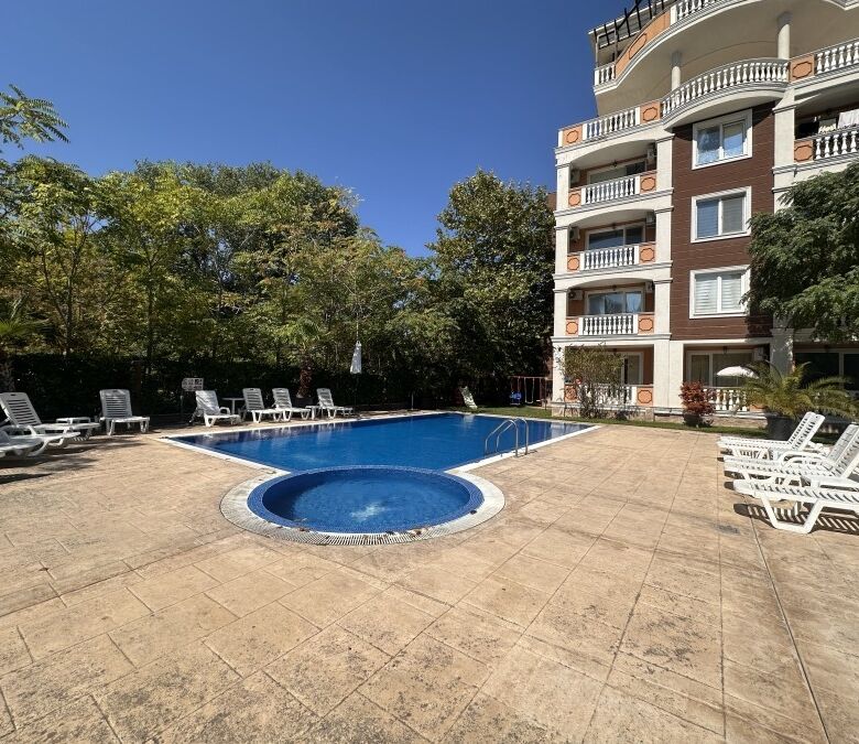 Pool area at Villa Aria in Sunny Beach, Bulgaria.