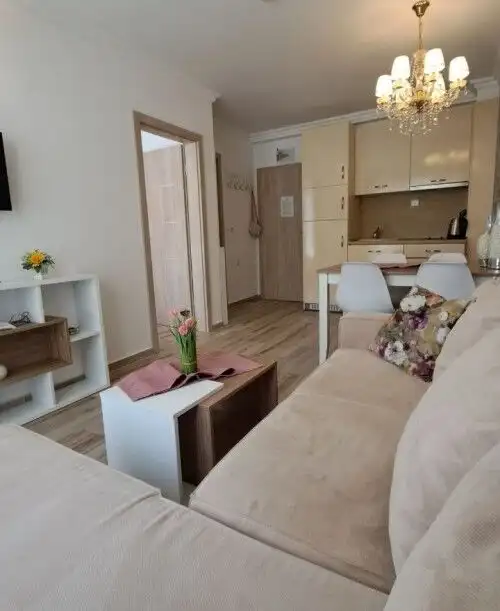 Interior view of a 1-bedroom apartment in Sweet Homes 6, Sunny Beach, with modern furnishings and br.