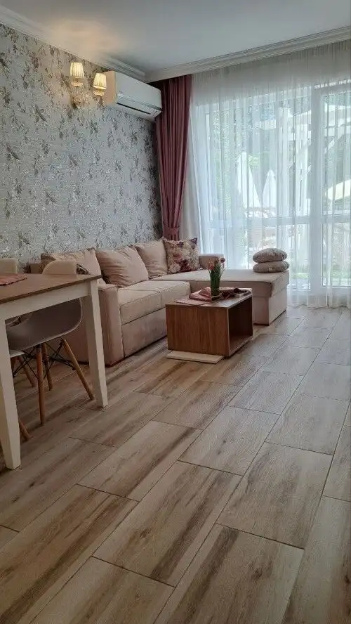Modern 1-bedroom apartment interior with stylish decor in Sunny Beach.
