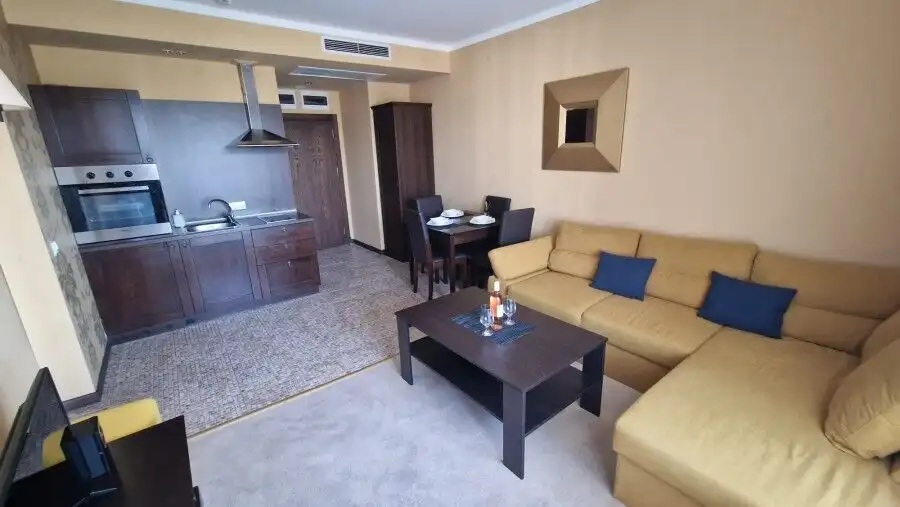 Bright living room with city views in Barcelo Royal Beach, Sunny Beach, Bulgaria.