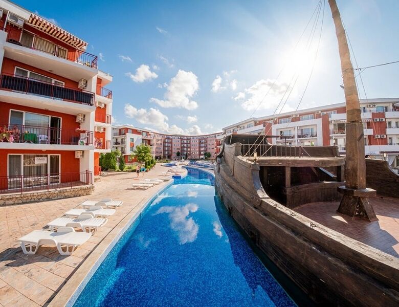 Sea view apartment with pool at Elenite Resort, Bulgaria.