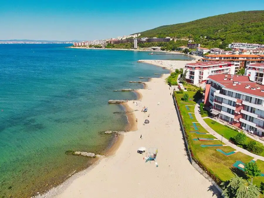 First sea line 1 BED apartment in Privilege Fort, Elenite Resort, with stunning beach views.