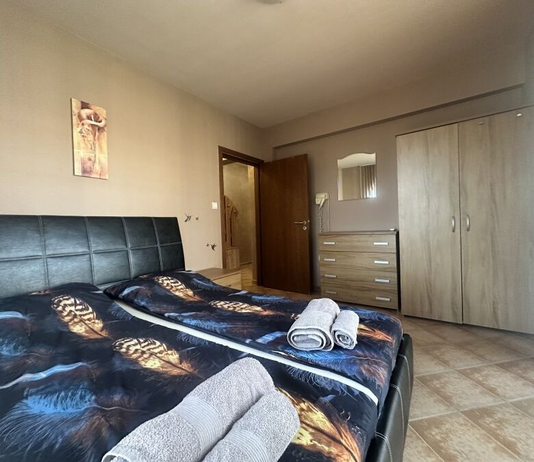 Apartment with pool view and modern furnishings in Sunny Beach.