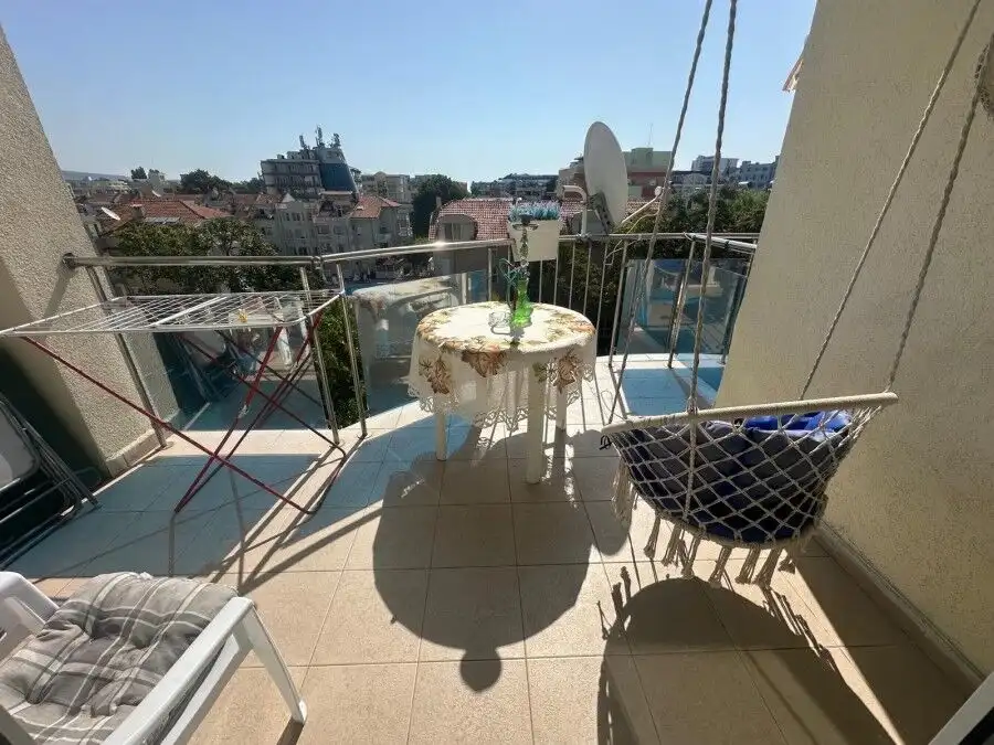 Bright studio with pool view in Semiramida Gardens, Sunny Beach, perfect for relaxing holidays.