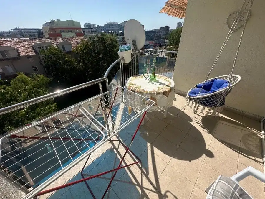 Bright studio with pool view in Semiramida Gardens, Sunny Beach, Bulgaria.