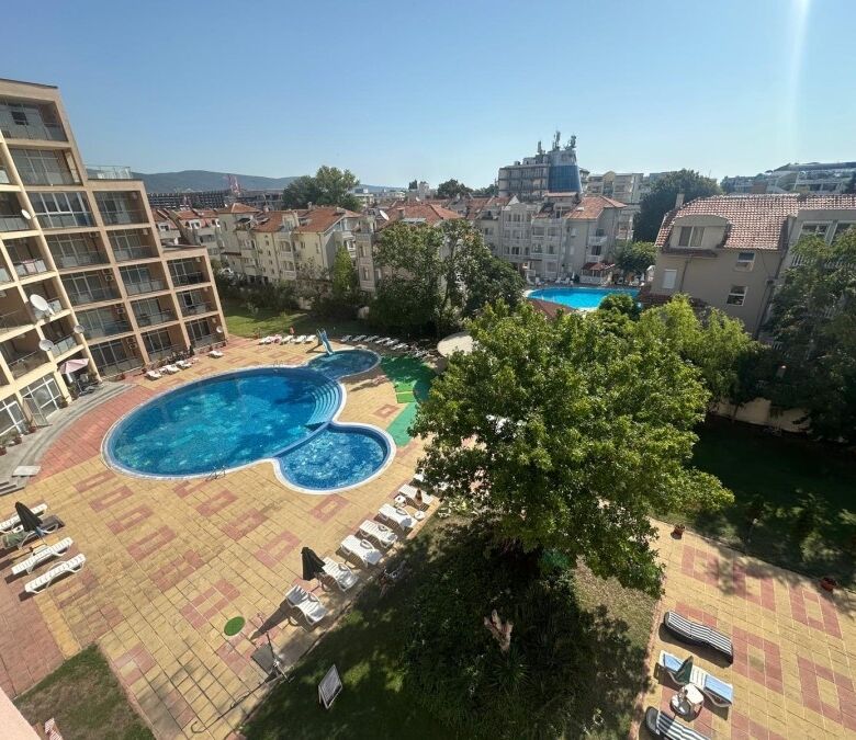 Pool view studio in Semiramida Gardens, Sunny Beach, Bulgaria.