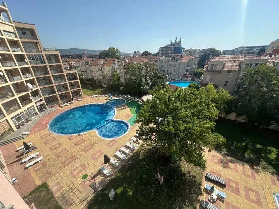 Pool view studio in Semiramida Gardens, Sunny Beach, Bulgaria.