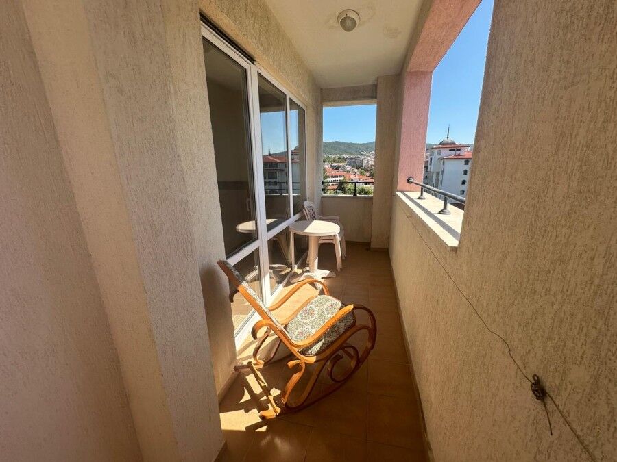 Sea view balcony of a beachfront apartment in Majestic, Sunny Beach.