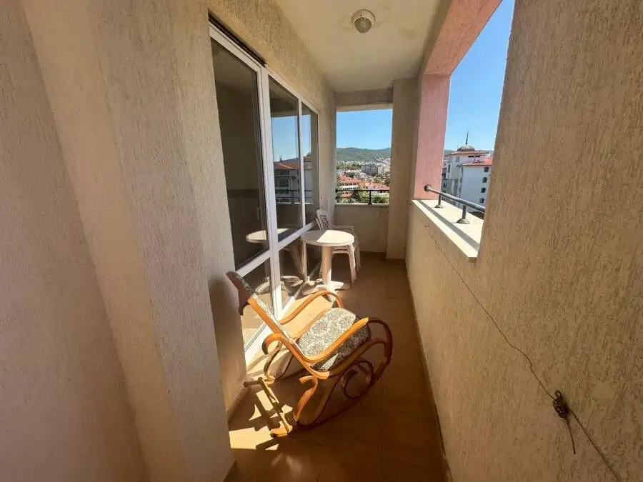 Sea view balcony of a beachfront apartment in Majestic, Sunny Beach.