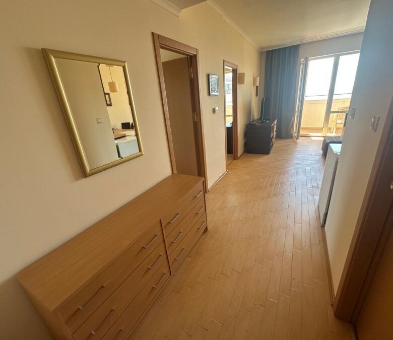 Sea view apartment in Majestic, Sunny Beach, Bulgaria, with modern interior and balcony overlooking.