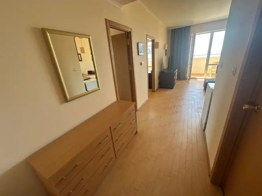 Sea view apartment in Majestic, Sunny Beach, Bulgaria, with modern interior and balcony overlooking.