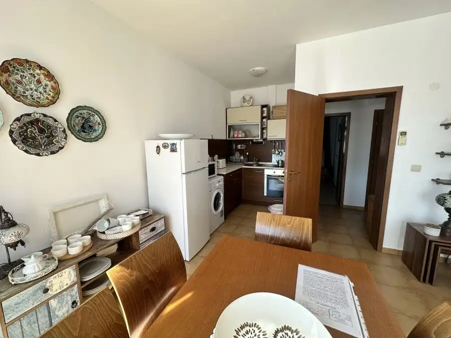 Bright 2-bedroom furnished apartment near Sunny Beach and Kosharitsa, offering scenic Nessebar views.