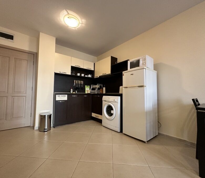 Modern kitchen with appliances in a 61 sq.m. apartment in Kalia, Sunny Beach, close to the sea.