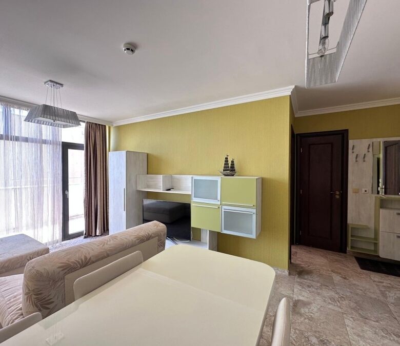 Modern living room with sea views in Sveti Vlas, Bulgaria.
