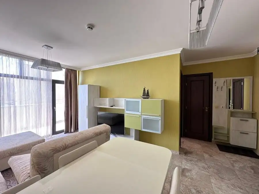 Modern living room with sea views in Sveti Vlas, Bulgaria.