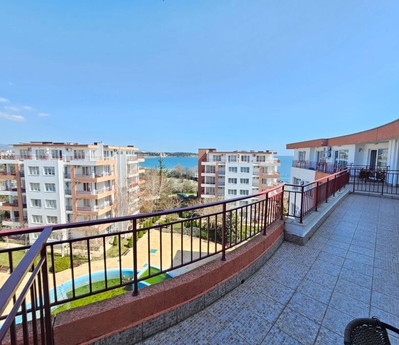 Sea view balcony of a 2-bedroom top floor apartment in Riviera Fort, Ravda.