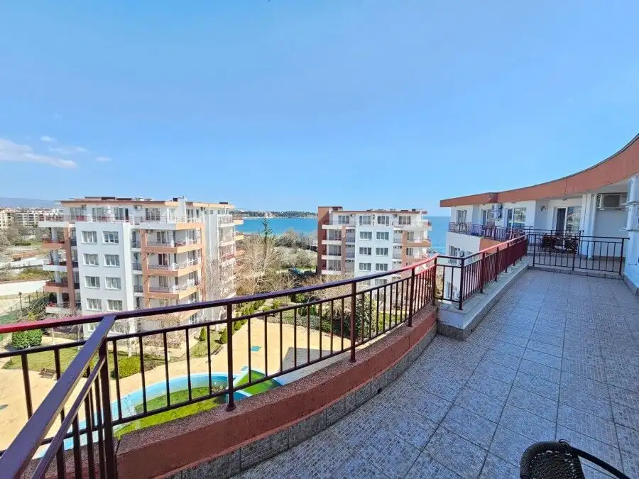 Sea view balcony of a 2-bedroom top floor apartment in Riviera Fort, Ravda.