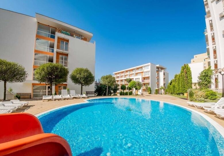 Furnished studio with 54 sq.m., 2 balconies, in Nessebar Fort Club, Bulgaria.