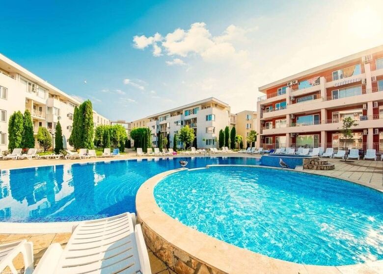 Spacious furnished studio with 54 sq.m., 2 balconies, in Nessebar Fort Club.