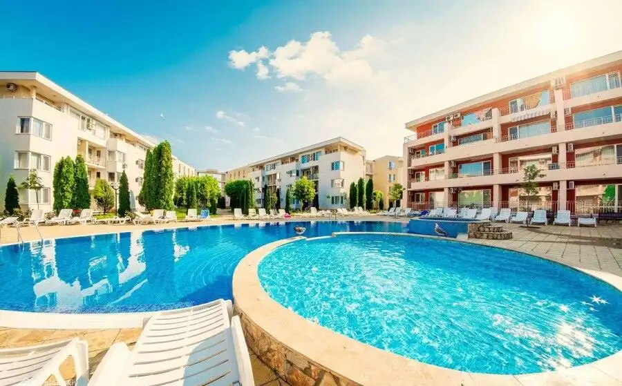 Spacious furnished studio with 54 sq.m., 2 balconies, in Nessebar Fort Club.