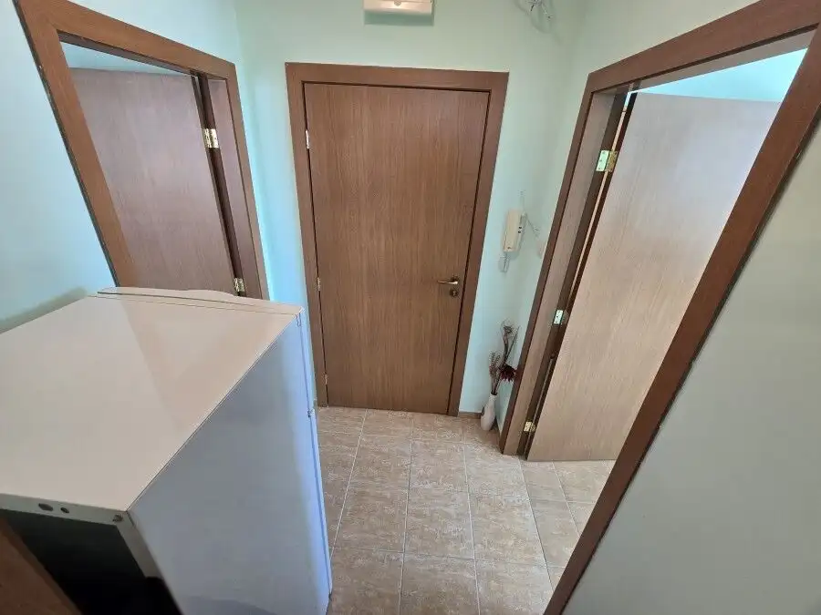 Bright interior of a 1-bedroom top floor apartment with large terrace and sea views in Amoto, Nesseb.