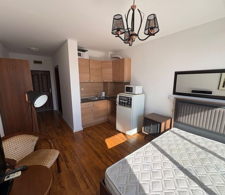 Modern studio with sea and pool views, 41 sq.m. in St. Vlas, close to the beach.