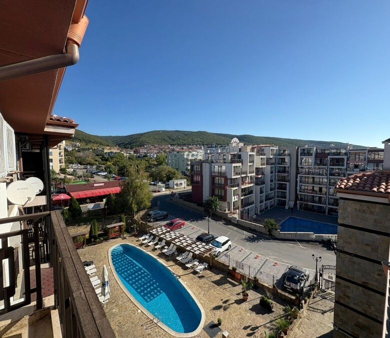 Sea and pool view studio in Panorama Bay 2, St. Vlas, 41 sq.m.