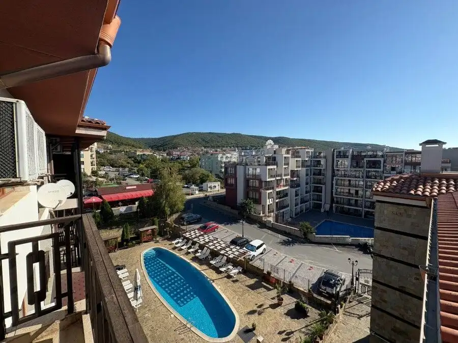 Sea and pool view studio in Panorama Bay 2, St. Vlas, 41 sq.m.