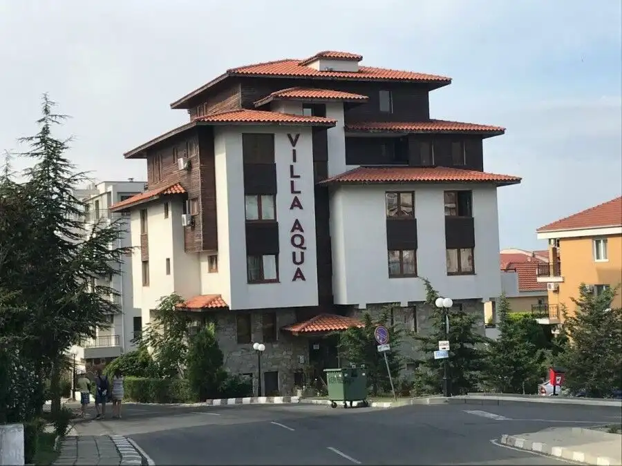Apartment building with contemporary architecture near the beach.