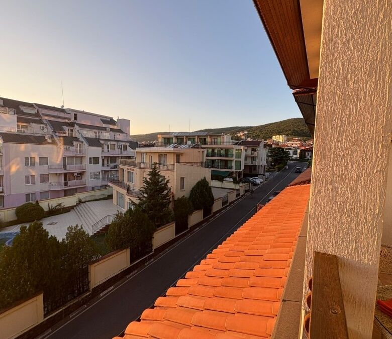 Apartment view from balcony in Sveti Vlas, close to the beach.