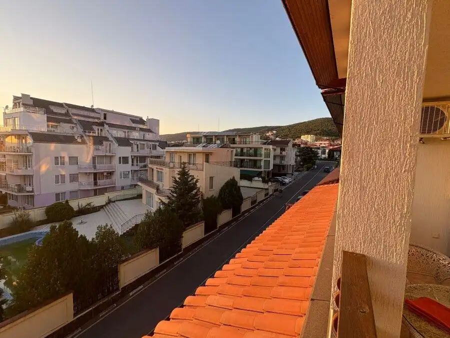 Apartment view from balcony in Sveti Vlas, close to the beach.