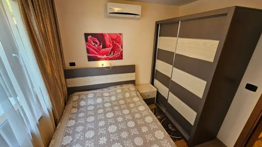 Cozy 1-Bed Sea View Apartment in Sveti Vlas Bright bedroom with sea views and modern furnishings in Garden of Eden. Perfect for relaxing holiday.