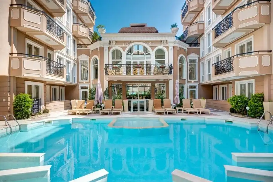 Modern furnished studio apartment in Dawn Park Deluxe spa complex, Sunny Beach.