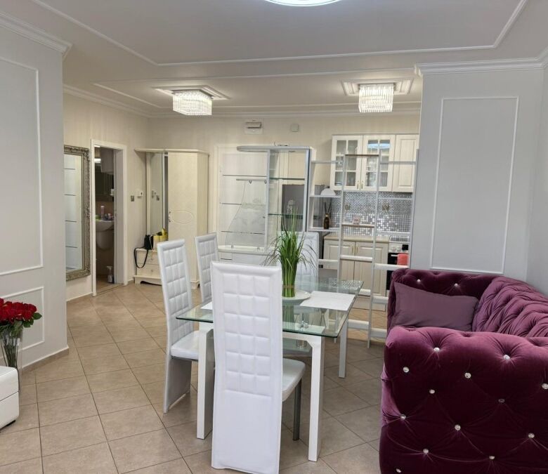 Bright, furnished 1-bedroom apartment in Kuban, Sunny Beach, with stylish decor and open-plan living.